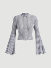 MOD Mock Neck Lettuce Trim Bell Sleeve Crop Tee